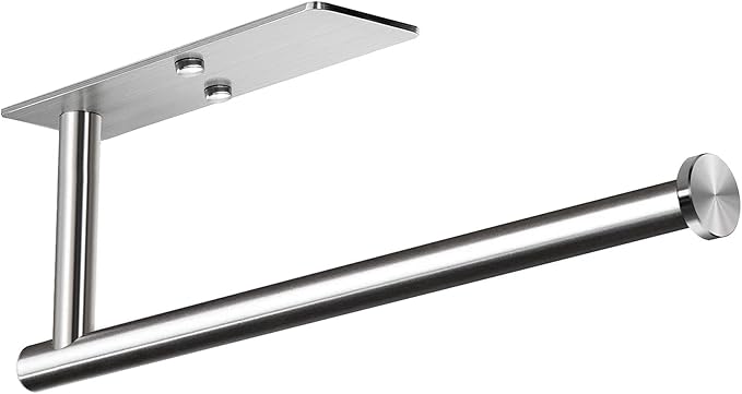 VAEHOLD Self Adhesive Paper Towel Holder Under Cabinet Mount, Wall Mounted Paper Towel Roll Holder for Kitchen, Bathroom, Cabinet, Wall - SUS304 Stainless Steel