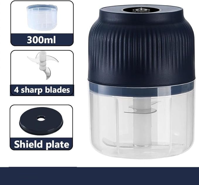 Electric Garlic Chopper,Mini Portable Veggie Chopper,300ML Garlic Grinder Masher Onion, Blender to Vegetable, Cordless Food Processor for Ginger