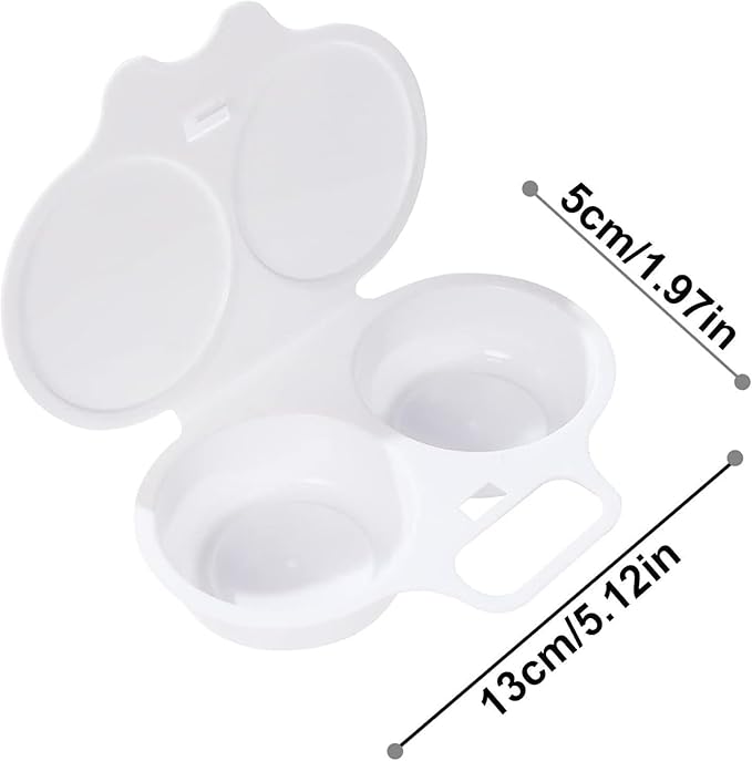 2 Pcs White Egg Poacher, Microwave Egg Boiler Poacher, 2 Cavity Nonstick Poached Egg Maker With Lid, Egg Poacher Microwave Egg Cooker, Double Drain Poached Egg Cups Cookware,Kitchen and Dining