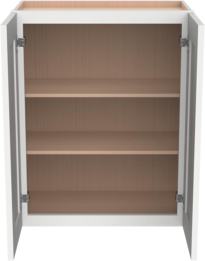 Wall-Mounted Cabinet – Solid Wood Shaker Style Medicine Cabinet with Adjustable Shelves & Soft-Close Doors for Bathroom, Kitchen, and Office Storage (Origami White, 24" W x 12" D x 30" H)