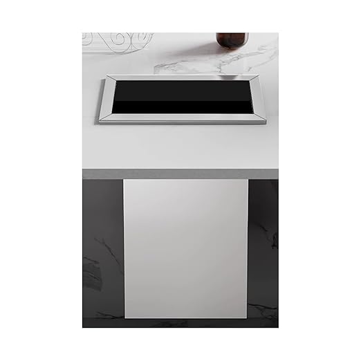 Embedded Countertop Trash Can, Stainless Steel Kitchen Trash Can, Built-in Countertop Trash and Waste Chute, Square Built-in Countertop Trash Can Grommet,Silver Set
