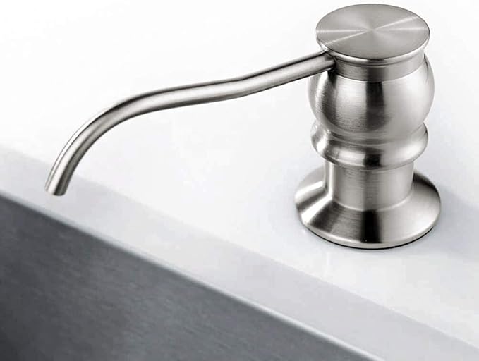 Built in Deck Mount Liquid Lotion Kitchen Countertop Metal Soap Dispenser, Brushed Nickel Brass Dispenser Pump with 47.2" Silicone Long Tube for 0.79 "- 1.38" High Capacity Bottle Mouths