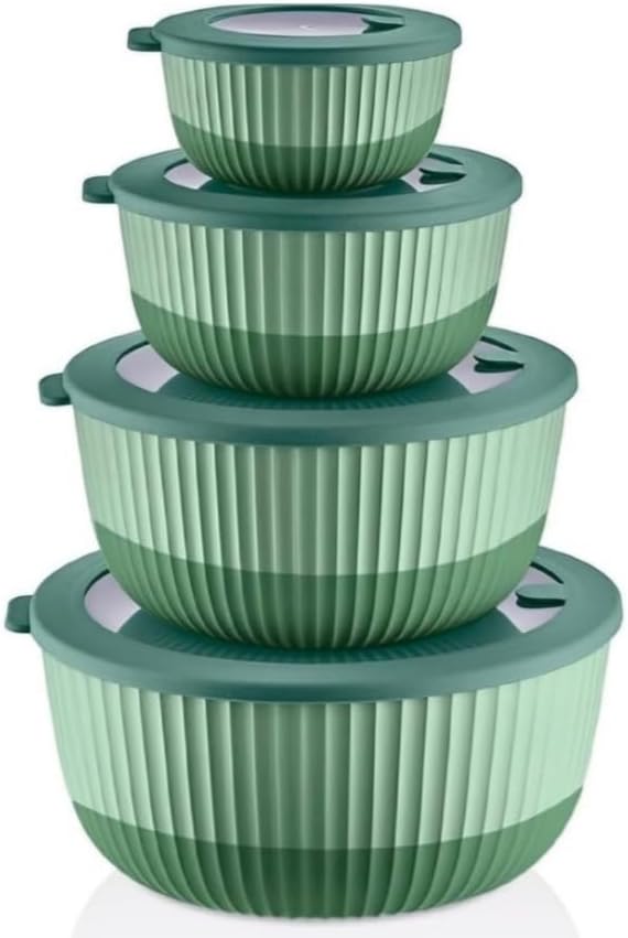 Mixing Bowls with Lids, 8-Piece Airtight Leak-Proof Nesting BPA-Free Bowl Set for Kitchen & Food Storage, Large 4200ml Capacity, Microwave & Dishwasher Safe
