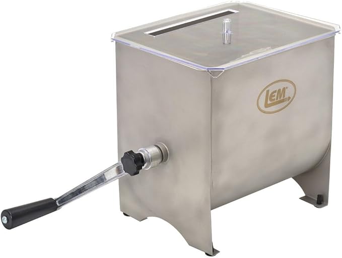 LEM Products MightyBite 20 Pound Capacity Manual Meat Mixer, Stainless Steel, Manual Only