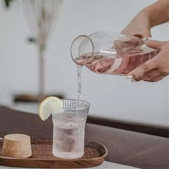GLigeT Iced Tea Pitcher Borosilicate Water Pitcher Cold Brewed Tea Glass Bottle with Cork Jar Fruit Wine Storage Container 800ml/1200ml Water Jug(1200ml)