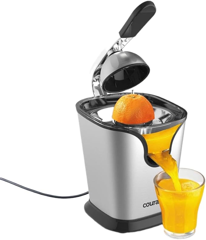 Courant Premium Citrus Juicer Electric | Powerful 160W Motor, Square Design, Soft-Grip Handle, Anti-Drip Spout, Auto Juicing,Stainless Steel Dishwasher-Safe Parts, Cord Storage for Easy Cleanup
