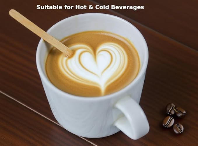 200 Pack Wooden Coffee Stirrers, 7 Inch Birch Disposable Stir Sticks, Wooden Stir Sticks for Coffee, Premium Wooden Coffee Stirrers for Coffee Bar, Office, Tea & Cocktails