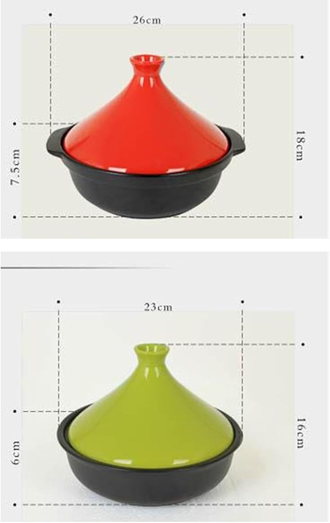 Tagine Pot Moroccan for Cooking High-Quality Ceramic Clay Tajine Pot for Even Heat Distribution Casserole with Tapered Lid(Red with handle)