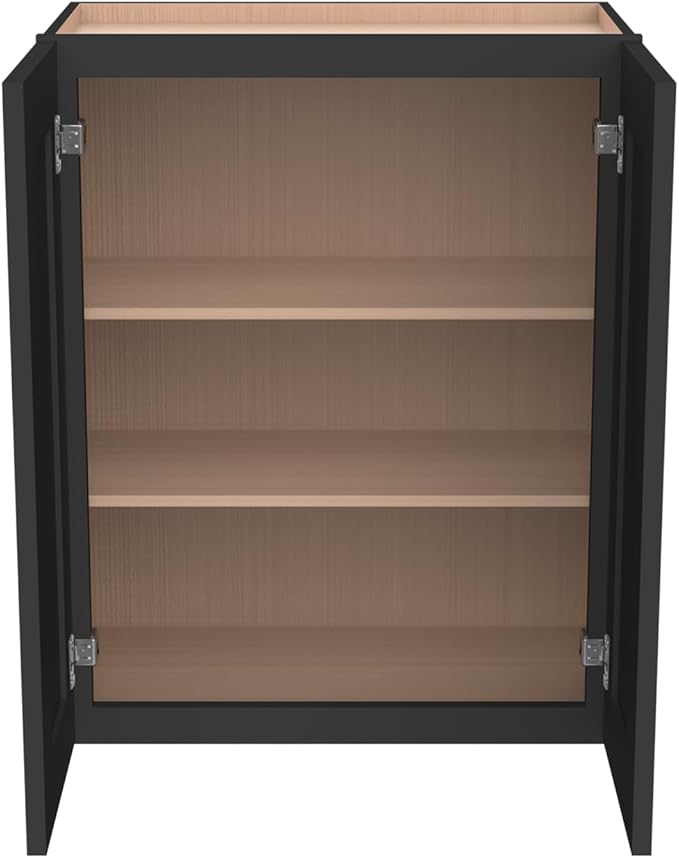 Wall-Mounted Cabinet – Solid Wood Shaker Style Medicine Cabinet with Adjustable Shelves & Soft-Close Doors for Bathroom, Kitchen, and Office Storage (Charcoal Black, 36" W x 12" D x 36" H)