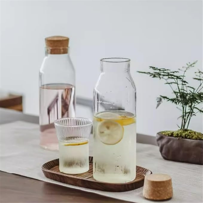 GLigeT Iced Tea Pitcher Borosilicate Water Pitcher Cold Brewed Tea Glass Bottle with Cork Jar Fruit Wine Storage Container 800ml/1200ml Water Jug(1200ml)