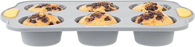 Restaurantware Silicone Baking Molds Pack of 40 Non-Stick Muffin Molds with Handles 6 Compartments, Oven-Friendly Dishwashable Freezer-Friendly Heat-Resistant Gray Silicone Cupcake Muffin Pans