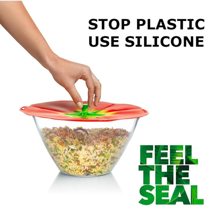 Charles Viancin - Tomato Silicone Lid for Food Storage and Cooking - 9''/23cm - Airtight Seal on Any Smooth Rim Surface - BPA-Free - Oven, Microwave, Freezer, Stovetop and Dishwasher Safe