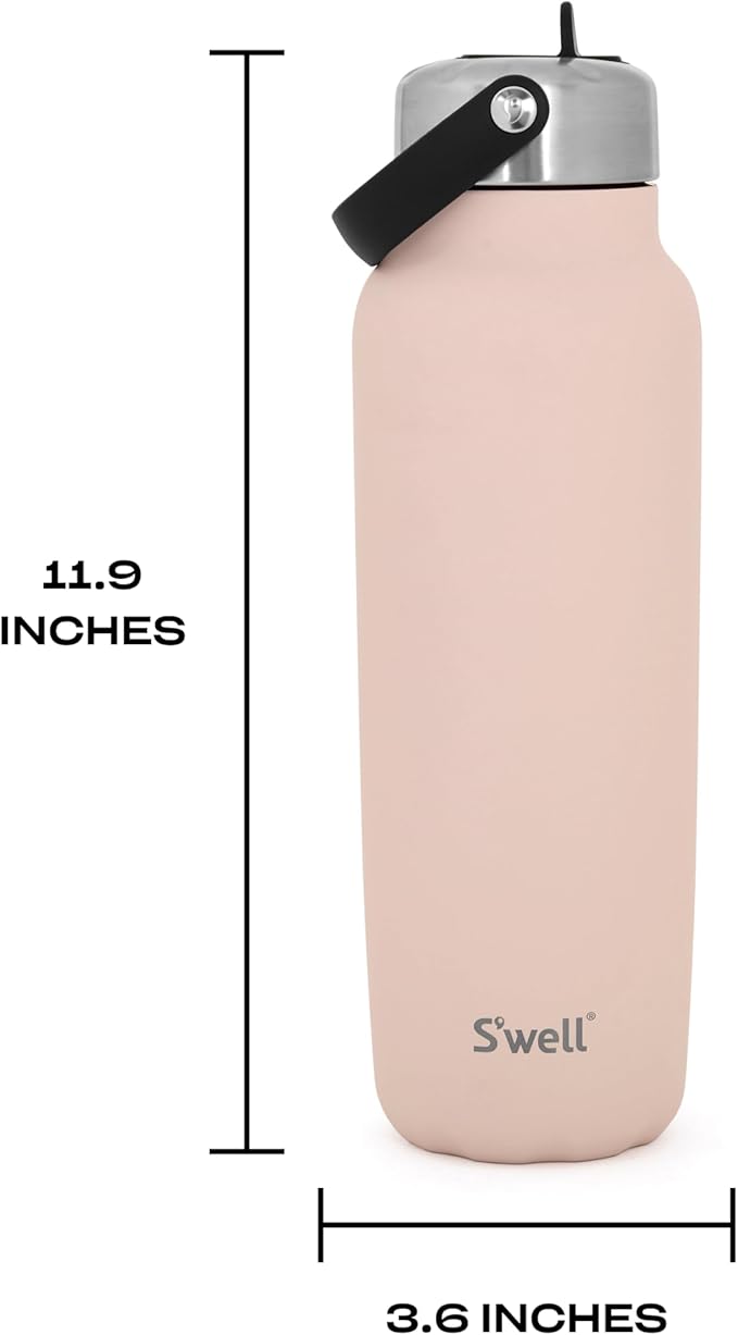 S'well Recycled Stainless Steel Explorer with Flip Straw Lid and Handle, 40oz, Himalayan Salt, Triple Layered Vacuum Insulated Containers Keeps Drinks Cold for 54 Hours and Hot for 12