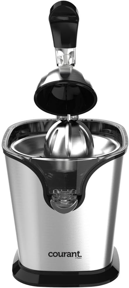 Courant Premium Citrus Juicer Electric | Powerful 160W Motor, Square Design, Soft-Grip Handle, Anti-Drip Spout, Auto Juicing,Stainless Steel Dishwasher-Safe Parts, Cord Storage for Easy Cleanup