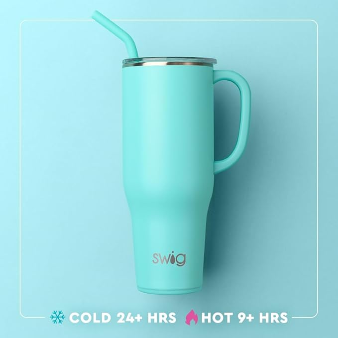 Swig Life 40oz Mega Mug, 40 oz Tumbler with Handle and Straw, Cup Holder Friendly, Dishwasher Safe, Extra Large Insulated Tumbler, Stainless Steel (Wild Thing)