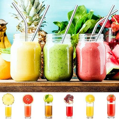 Reusable Metal Straws in Bulk 100 Pieces,8.5'' x 6mm Stainless Steel Straws for 20oz 30oz Tumbler Yeti Cup,Curved Bent Metal Drinking Straws Bulk For Wholesale (100pcs All Bent -8.5" Silver)
