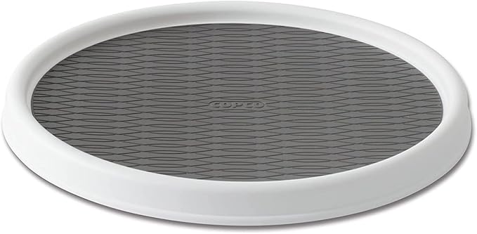 Copco Basics Lazy Susan Turntable and 2-Tier Turntable Bundle, 12-Inch, White/Gray