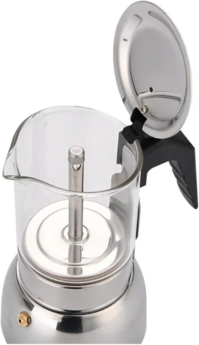 Espresso Maker Stainless Steel Italian Manual Coffee Machine Maker Moka Pot Multifunctional Portable Hand Brew Coffee Pot(1pcs)