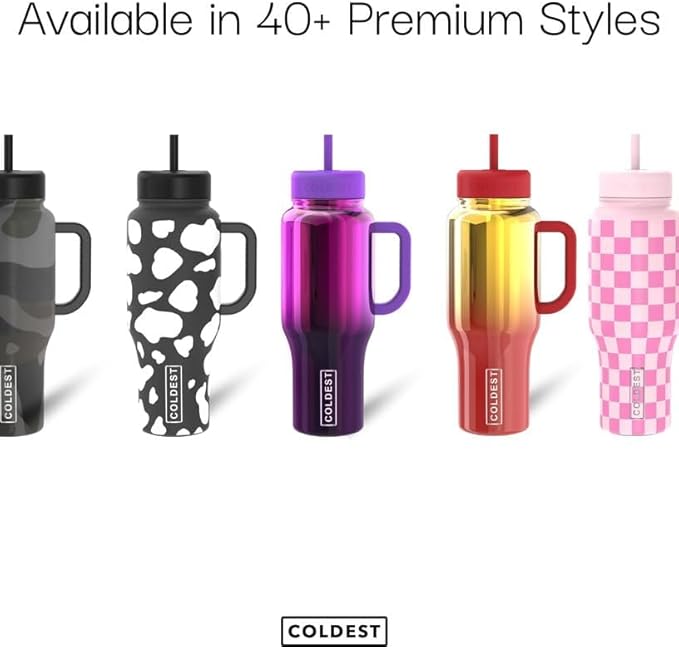 Coldest Tumbler with Handle and Straw - 100% Leak Proof Insulated Tumbler with Lid and Straw (3 Lids) - Stainless Steel Tumblers for Women & Men - Cup Holder Friendly Base, 36 oz (Greatest Show)