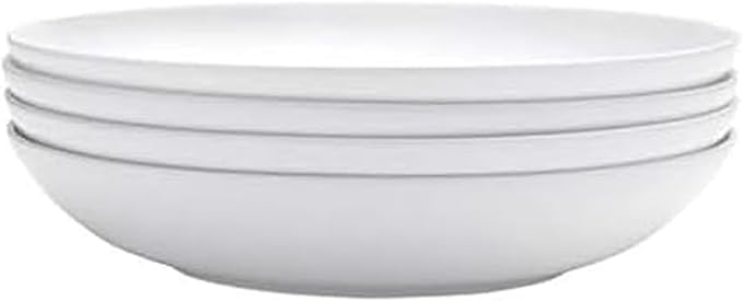 Mikasa Delray Bone China Pasta Bowls Set of 4, 9 Inch White Serving Bowls for Pasta, Salad, Soup, Lightweight and Durable Dinnerware