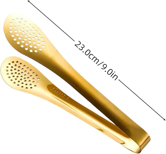 9 Inch Gold Buffet Tongs Set of 4, Stainless Steel Food Serving Utensils Tong for Cooking, Salad, Barbecue, Buffet, Toast