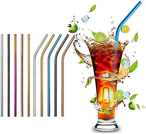 Gold Metal Straws 100Pack, NiceCaTeLe Ultra Long 10.5" Reusable Stainless Steel Straws Gold Drinking Straws in Bulk for 20/30 Oz for Yeti Tumblers. Dishwasher Safe (10.5" Long, Gold-100pcs Straight)
