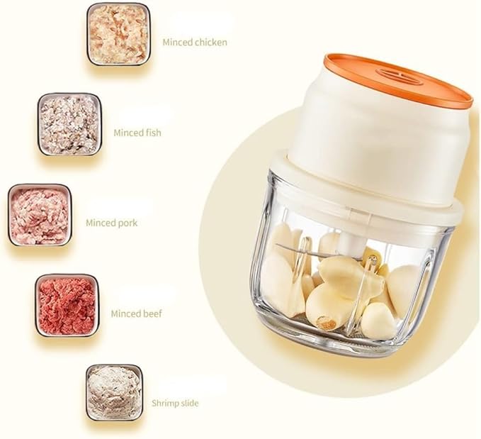 Mini Cordless Electric Mini Chopper, Portable Powerful Garlic Chopper, Onion Grinder, Masher, Crusher, Food Processor for Ginger, Chili, Veggie (Size : 250ml)