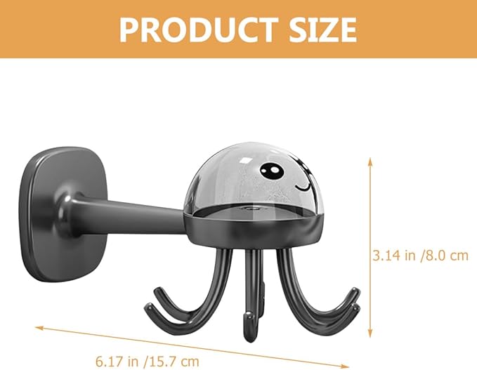PRETYZOOM Rotating 6-Claw Kitchen Utensil Hook Rack Wall-Mounted Holder Organizer, Space-Saving Hanging Storage for Cooking Spoons, Spatulas, Black
