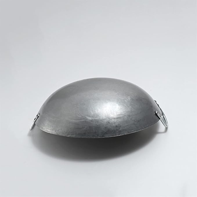 Wok Pfanne Traditioneller Handgehämmerter Wok Aus Refined Iron Mit Two Handles，1,8 MM Dick Wok (Rundboden) (Size : 36cm/14.1in)