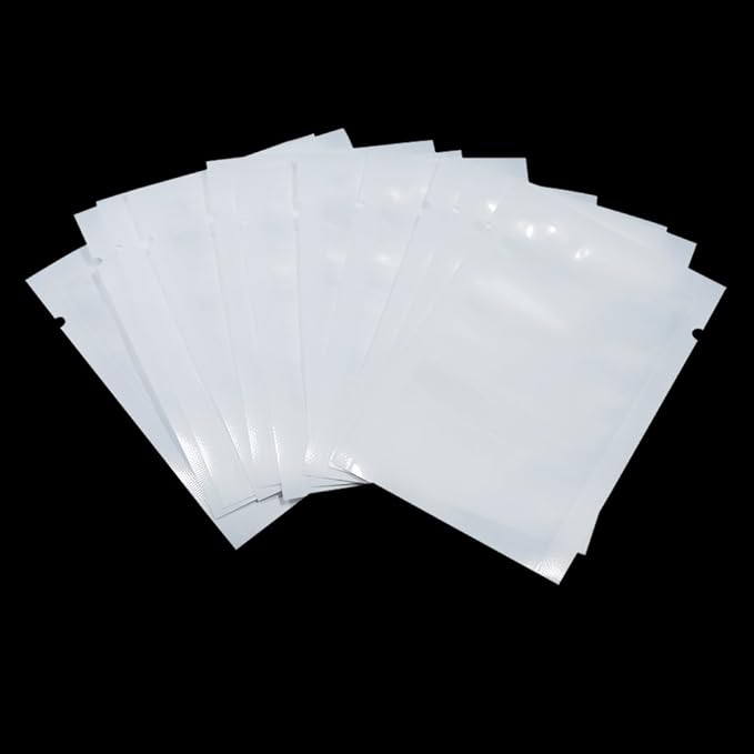 PABCK 300 Pcs 2.4x3.5 inch (Usable Size 2x3.1 inch) White Front Clear Open Top 2.8mil Plastic Heat Seal Bags Vacuum Sealable Pouch Bag for Food Storage Packets Mini Packaging with Tear Notches