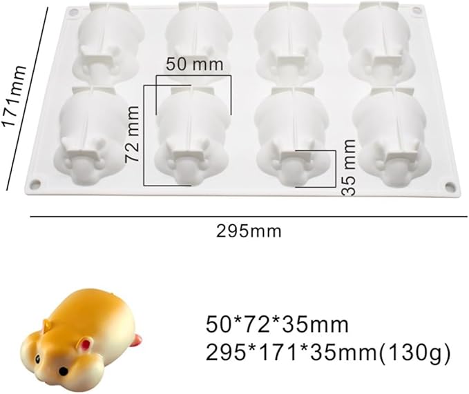 Silicone Mold for Baking Cakes,Soap Molds,Flower Shape Silicone Molds for Homemade French Dessert Mold for Pastry Chocolate,Jelly Chocolate Mold ＆ Ice Cube Tray (I_ Hamster)
