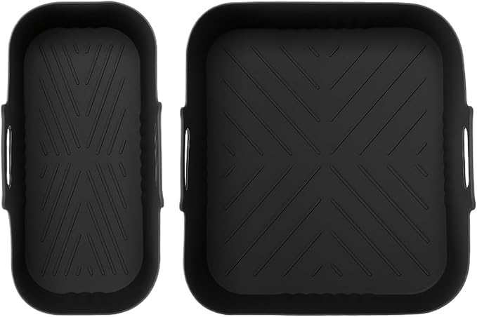 Compatible for Philips Dual Basket Air Fryer NA350 Series 6L/3L, Reusable Silicone Dual Airfryer Liner Air Fryer Accessories(Black)