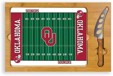 PICNIC TIME NCAA Icon Glass Top Cutting Board & Knife Set, Cheese Boards Charcuterie Boards, Serving Platter, (Parawood & Bamboo)