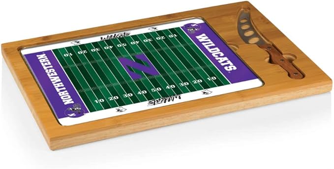 PICNIC TIME NCAA Icon Glass Top Cutting Board & Knife Set, Cheese Boards Charcuterie Boards, Serving Platter, (Parawood & Bamboo)