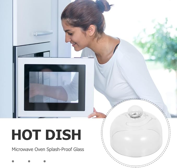 SOIMISS 9-Inch Glass Microwave Splatter Cover, Tall Dome Food Lid (6" High) with Steam Vent, Heat-Resistant Clear Splash Guard for Plates and Bowls