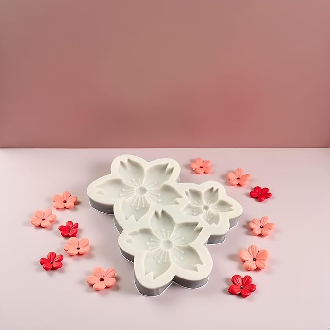 Gray 3D Flower Silicone Molds Cherry Blossoms Fondant Craft Cake Candy Chocolate Mold Sugarcraft Pastry Kitchen Baking Moulds Silicone Fondant Flowers Pastry and Baking,Gum Paste Molds