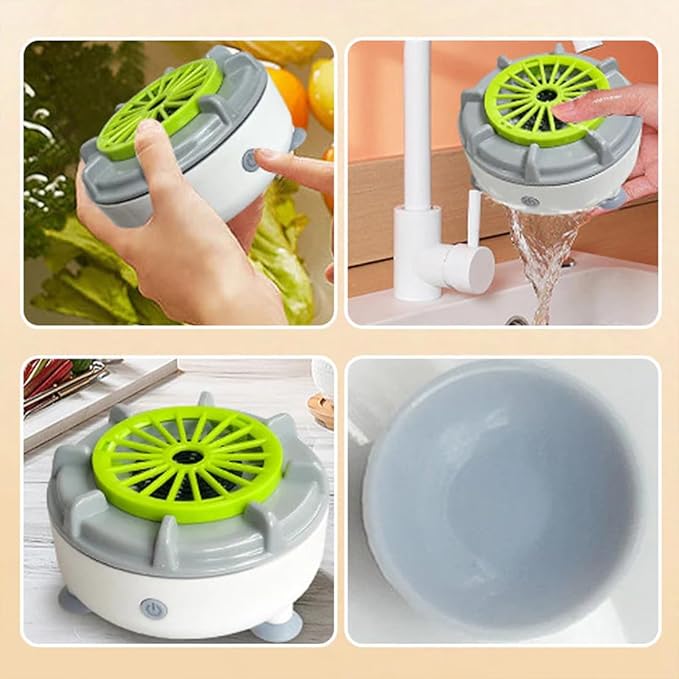 Efficient Portable Fruit and Vegetable Washers, Fruit and Vegetable Cleaning Machine, Electric Fruit Cleaner for Washing Fruits, Vegetables, Grain, Meat, Water-Proof & Wireless Charging (D)