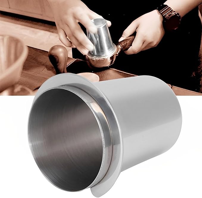 Coffee Dosing Cup 58mm, Stainless Steel Espresso Coffee Dosing Cup Espresso Coffee Machine Accessories, Coffee Powder Feeder Part Coffee Grinder Powder Cup Compatible with 58mm Portafilter