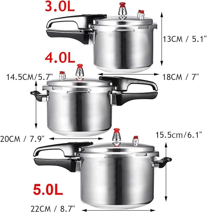 Electric Pressure Cooker, Kitchen Pressure Cooker Cookware 18/20/22cm Gas Stove/Open Fire Pressure Cooker Outdoor Camping Cook Tool Steamer,One Color-4L
