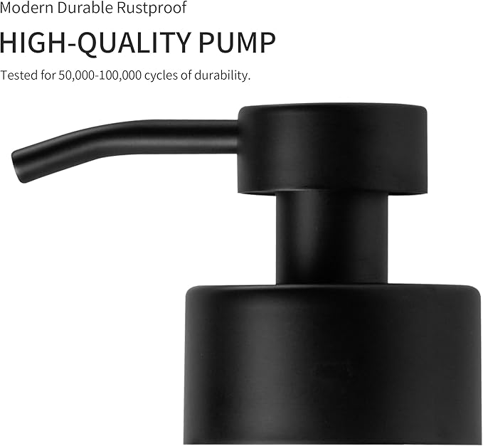 Enra Thick Glass Foaming Soap Dispenser with Clear Window,12oz Black Bathroom Soap Dispenser with Stainless Steel Pump, Modern Boho Refillable Pump Bottle for Bathroom Kitchen (Foam-Black)
