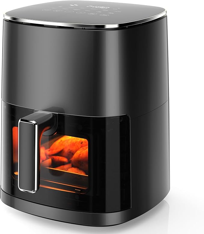 Air Fryer, 6QT Square Airfryer with Visual Window, 400°F Fast Heating Air Fryers Oven with Timer, Auto-Off, Non Toxic & Non Stick, Multiple 12 Modes for Roast, Bake, Dehydrate, Fry, Reheat