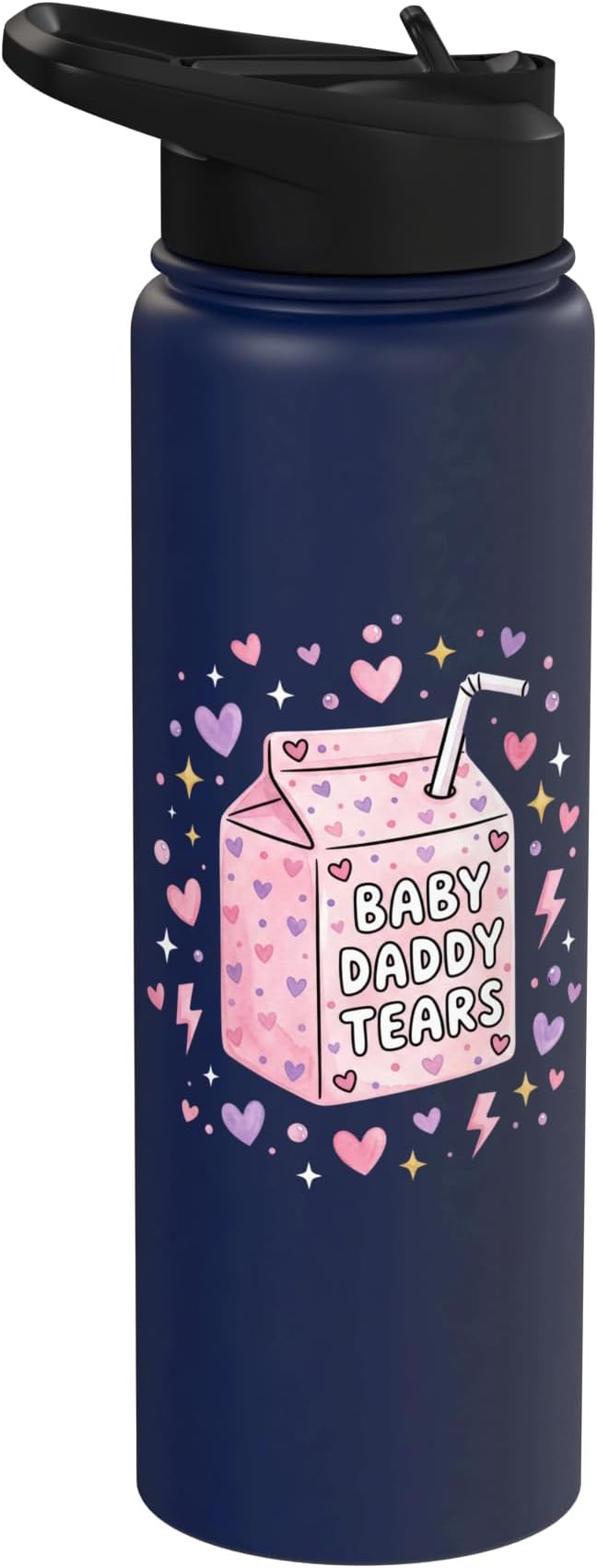 Baby Daddy Tears Retro Pink Milk Carton Hearts Aesthetic Stainless Steel Insulated Water Bottle