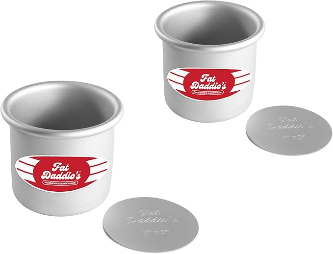Fat Daddio's PCC-33SET Anodized Aluminum Round Cheesecake Pan with Removable Bottom, 3 x 3 inch, Set of 2