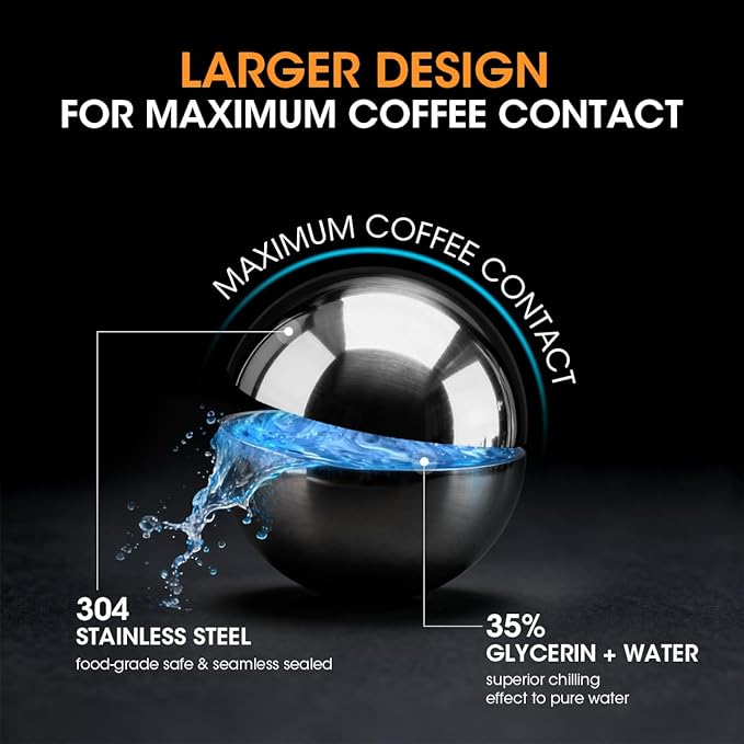 AIEVE 2 Pack Espresso Cooling Ball, Stainless Steel Frozen Ice Rock for Coffee, Espresso Accessories Extract Brew Chilling Tool Chiller Gift for Birthday, Valentine's Day, Christmas