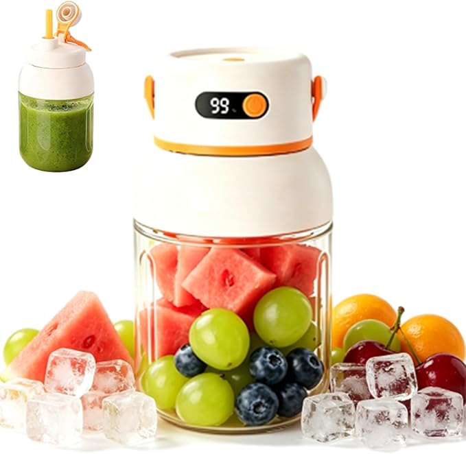 Portable Electric Juicer Cup with Zero Cord Hassle, USB-C Rechargeable Personal Blender, Leakproof Personal Portable Juicer Blender for Gym, Office, Travel and Outdoors (800ml)