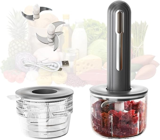 Electric Garlic Chopper, Mini Chopper Food Processor with 4 Cups & 2 Slicers, Electric Food Chopper for Baby Foods Kitchen,Mincing Pureeing Onion Garlic Chili & Spices