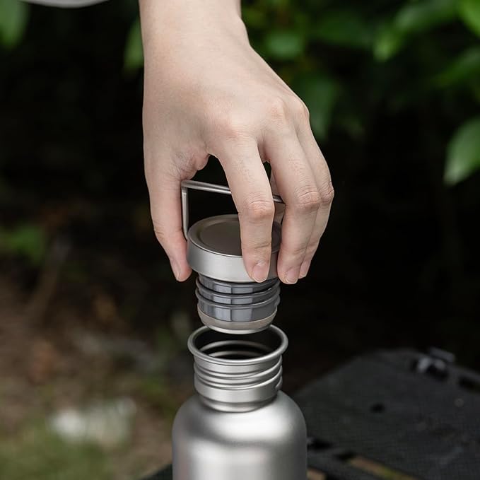 Boundless Voyage Titanium Water Bottle with Lid Wide Mouth Leak-Proof Reusable Sport Drinking Bottle for Camping Hiking Picnic Climbing Running Tea Coffee (420ml)