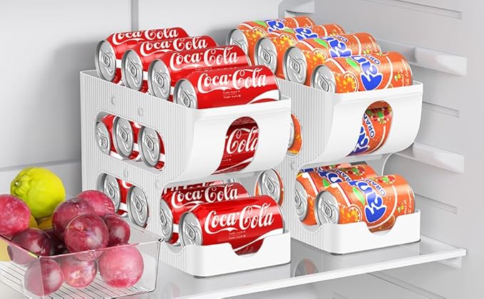 Sotfamily Soda Can Organizer for Pantry/Fridge, Automatic Rolling Pop Can Dispenser/Storage/Holder/Container for Refrigerator or 12" Deep Shelf, Space-Saving Drink Organizer for 12 Standard Cans