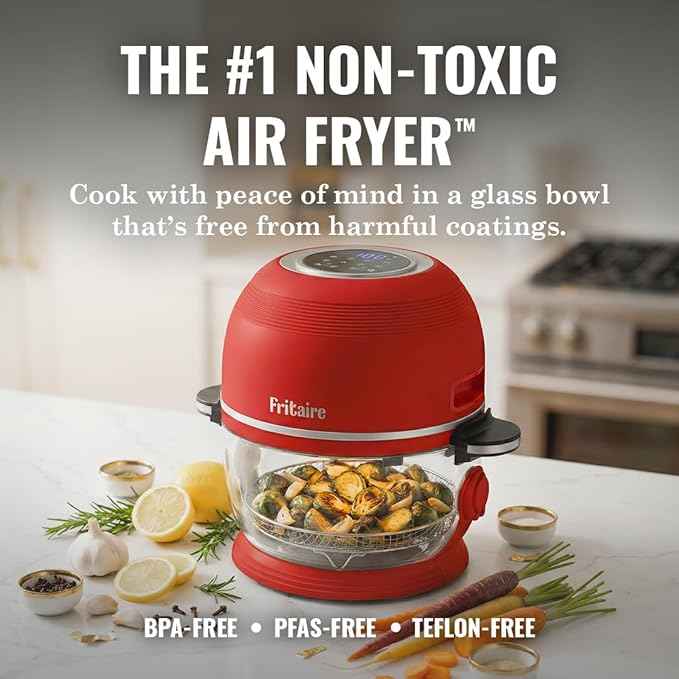 Non Toxic Air Fryer™ Pro | 9-in-1 Glass Air Fryer | Self-Cleaning | 5 Quart | Rotisserie and Tumbler | 400F Vortex For Even Cooking, BPA-Free Teflon Free, Recrisp, Roast, Bake, Lavender