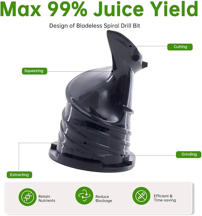 Cold Press Juicer, 92% High Nutrient Retention Slow Masticating Juicer with Wide 4.25" Chute & Reverse Function, Low Heat Oxidation, Easy Clean Quiet Motor, Black